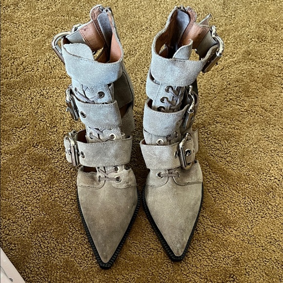 Jeffrey Campbell Shoes - Jeffrey Campbell Taupe Multi-Buckle Heeled Boots